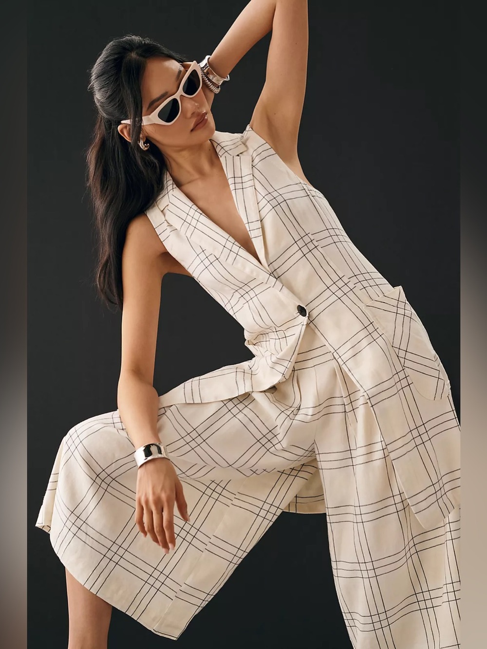 Anthropologie Maeve Pleated Black and White Culottes Pants Size 12, New W/O Tags - Picture 2 of 13